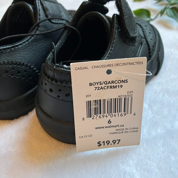 George Toddler Size 6 Black Oxford Velcro Dress Shoes NWT Holiday Boy - Picture 6 of 12